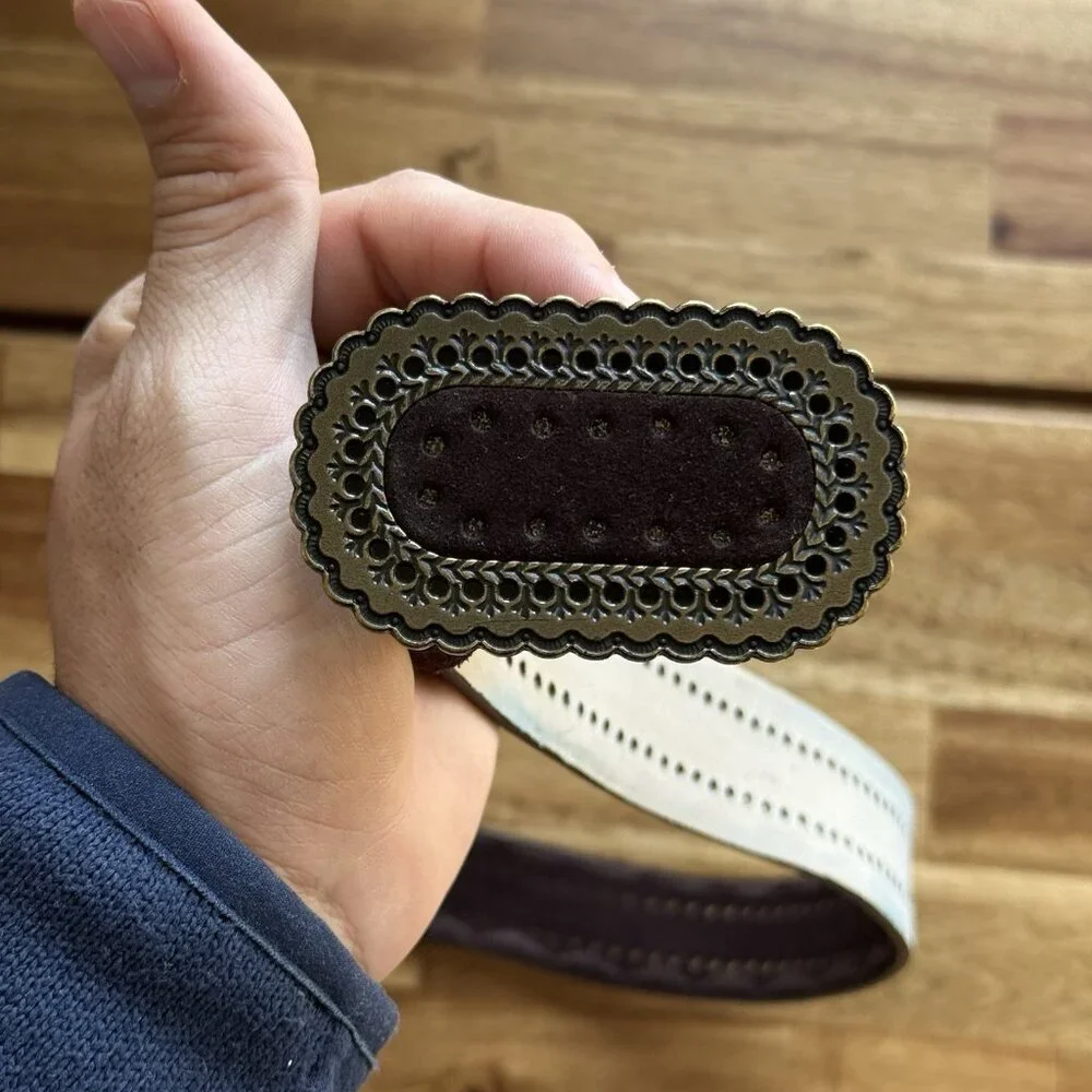 Suede Leather Belt Womens Sz M Brown Boho‎ Casual Festival Southwestern Country